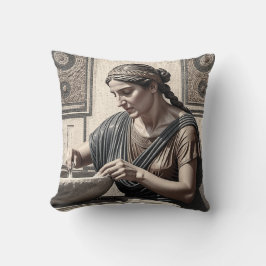 Ancient Greek Mosaic Woman Pillow Home Decor Kissen