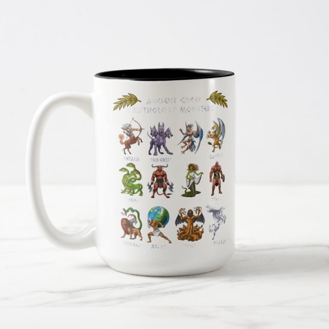 Ancient Greek Mythology Monsters Zweifarbige Tasse (Links)