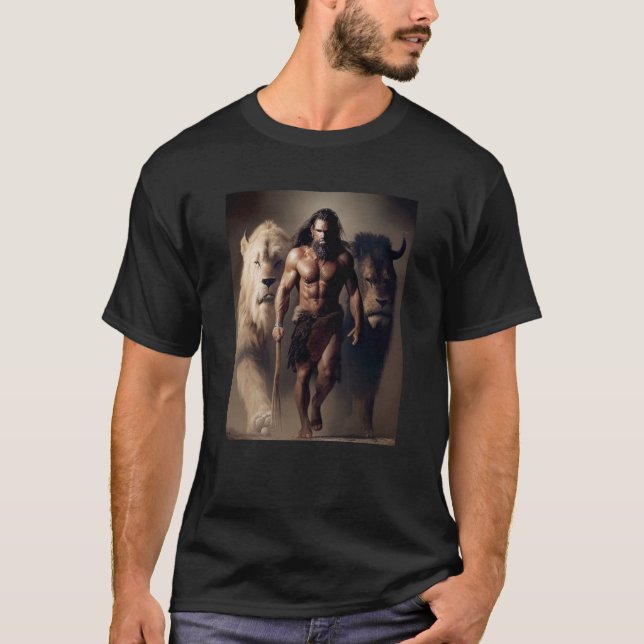 Ancient Hunting Family Pack Man and Lions with the T-Shirt (Vorderseite)