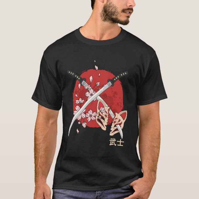 Ancient Japanese Cherry Blossom Samurai Katana Swo T-Shirt (Vorderseite)