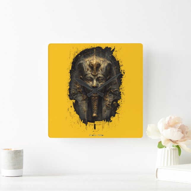 Ancient Malice Egyptian Pharaoh Black Quadratische Wanduhr (Zuhause)