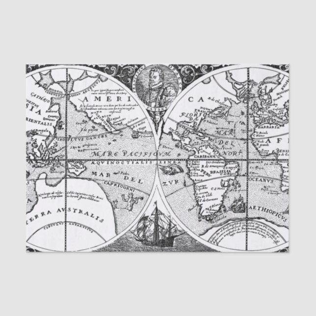 Ancient Map Tissue Paper Seidenpapier (Vorderseite)