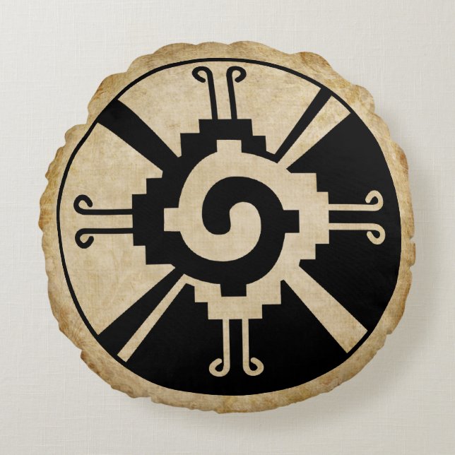 Ancient Mayan Hunab-Ku Rundes Kissen (Vorderseite)