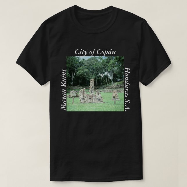 Ancient Mayan Ruins Copan Honduras Foto Design T-Shirt (Design vorne)