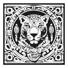 Ancient Mayan Style Jaguar Warrior Tribal Mask Art Fotodruck
