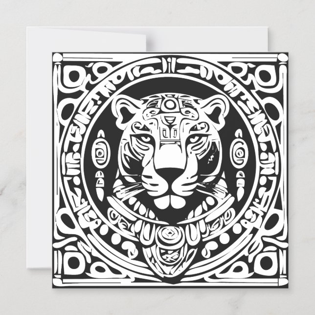 Ancient Mayan Style Jaguar Warrior Tribal Mask Art Magneteinladung (Vorderseite)