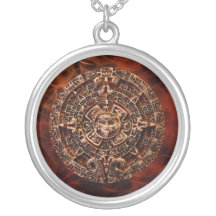 Ancient Mayan Sun Disk Fraktal Art Necklace