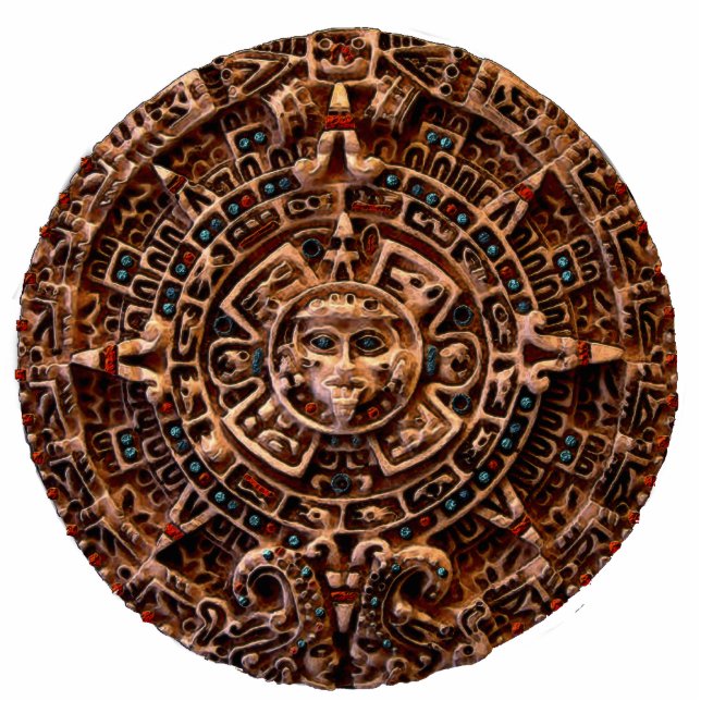Ancient Mayan Sun Disk Mexico History Freistehende Fotoskulptur (Vorne)