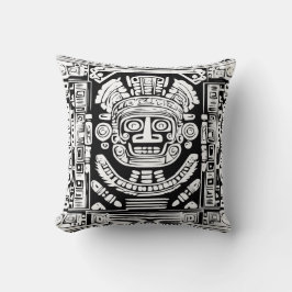 Ancient Mayan Sun God Mask Tribal Art Throw Pillow Kissen