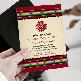 Ancient mexikanische Sun Serape Cinco de Mayo Part Einladung