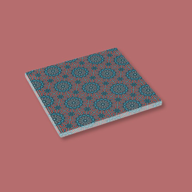 Ancient Mosaic Geometric Floral Muster Glasuntersetzer (Von Creator hochgeladen)
