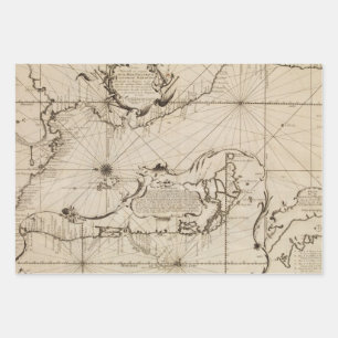 Ancient nautical map of the Pacific Ocean Geschenkpapier Set