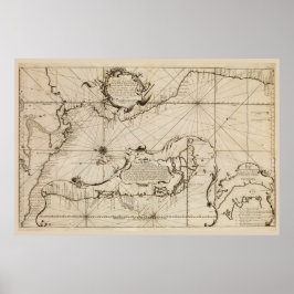 Ancient nautical map of the Pacific Ocean Poster