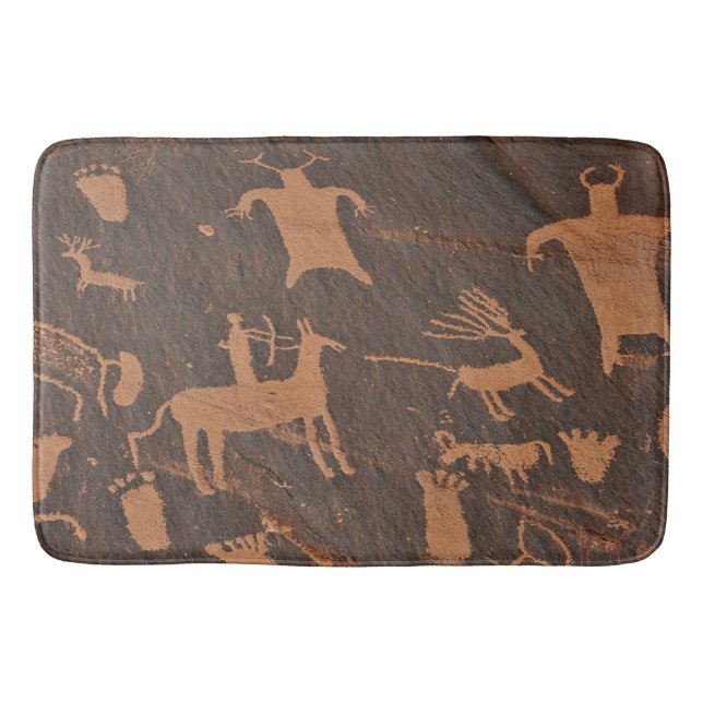 Ancient Newspaper Rock Petroglyphs Native American Badematte (Vorderseite)