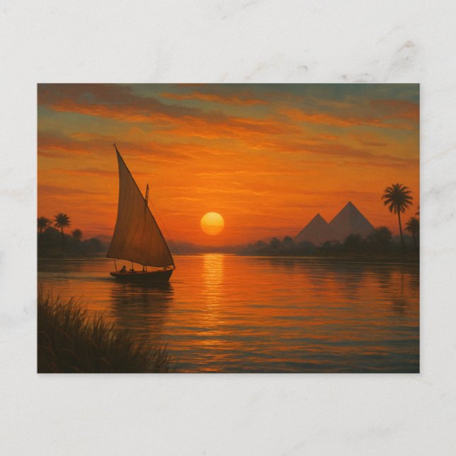 Ancient Nile Felucca Sunset Ägyptische Postkarte (Vorderseite)