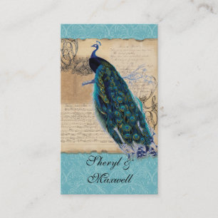 Ancient Peacock Vintage Wedding Empfang Favoriten Begleitkarte