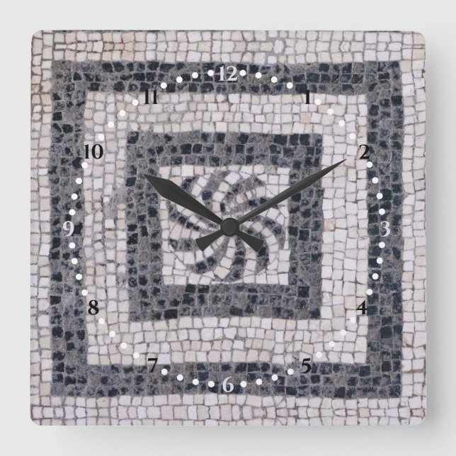 Ancient Roman Mosaic Spiral Quadratische Wanduhr (Vorderseite)