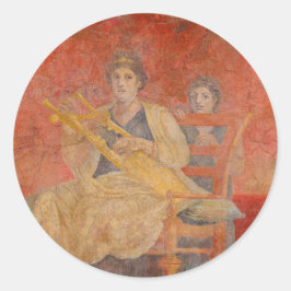 Ancient Roman Pompeii Neighbor Fresco Musical Art Runder Aufkleber