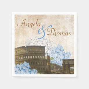 Ancient Rome Blue Hydrangea Wedding Napkins Serviette