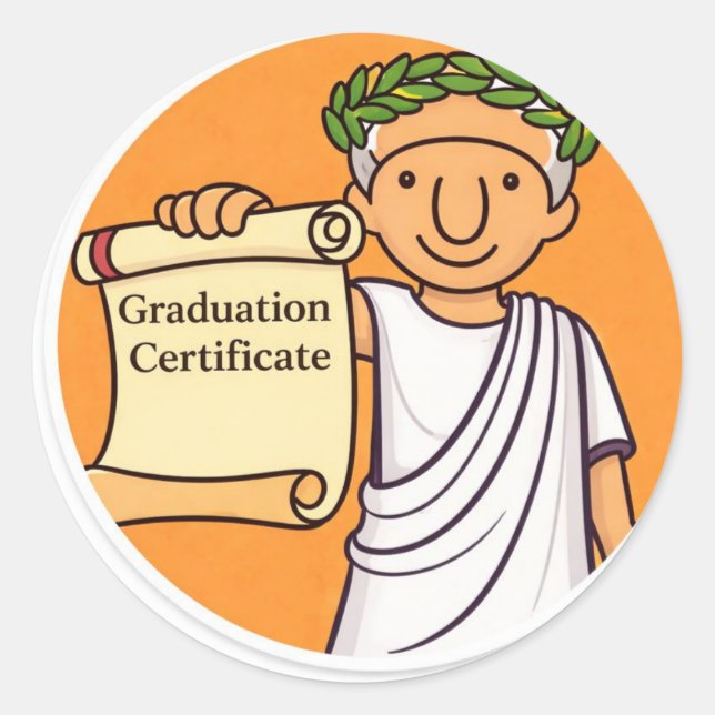 Ancient Rome Graduation Certificate  Ceasar   Runder Aufkleber (Vorderseite)