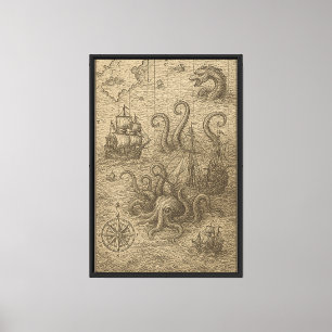 Ancient Sea Map Grading Leinwanddruck