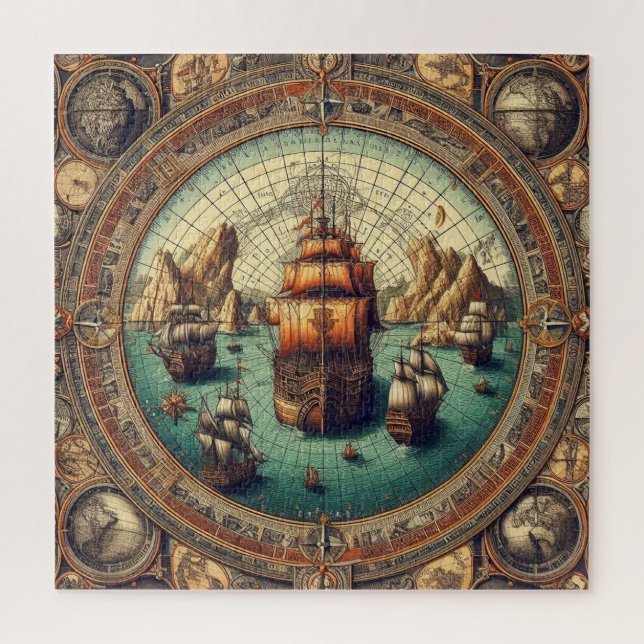 Ancient Spanish Sailing Ship, Karte 3 Puzzle (Vertikal)
