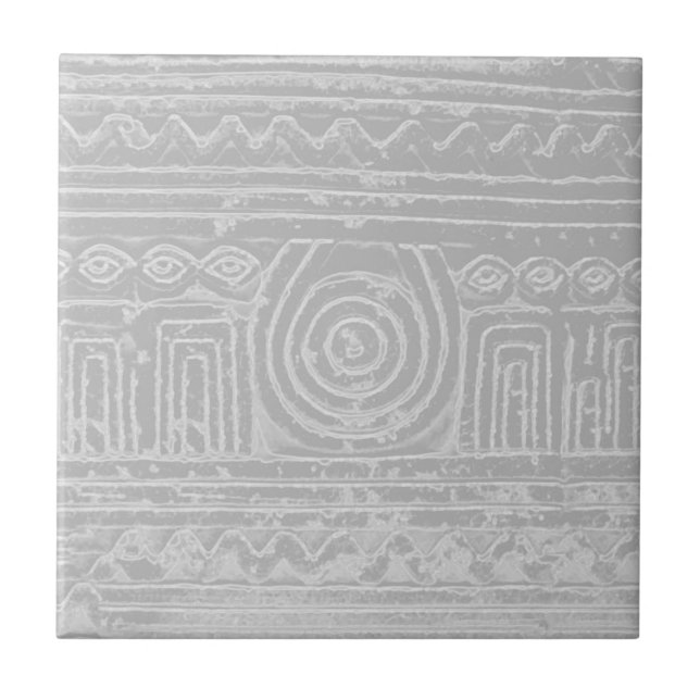 Ancient Sumerian Mesopotamian Muster Grau Filter Fliese (Vorderseite)