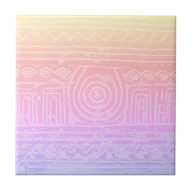 Ancient Sumerian Mesopotamian Muster Pink Filter Fliese (Vorderseite)