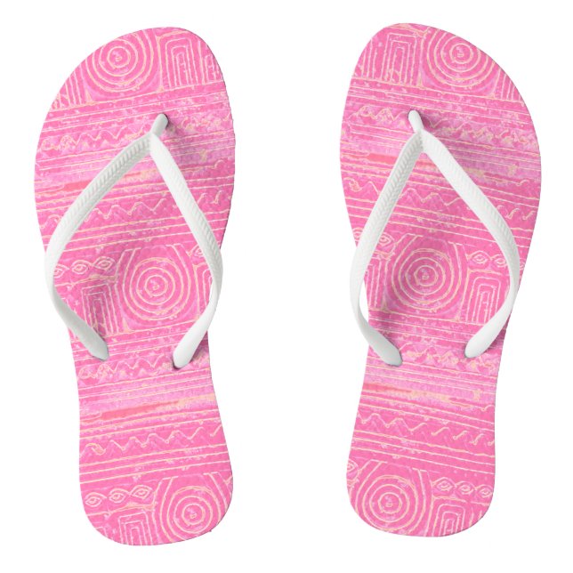 Ancient Sumerian Mesopotamian Muster Pink Flip Flops (Fußbett)