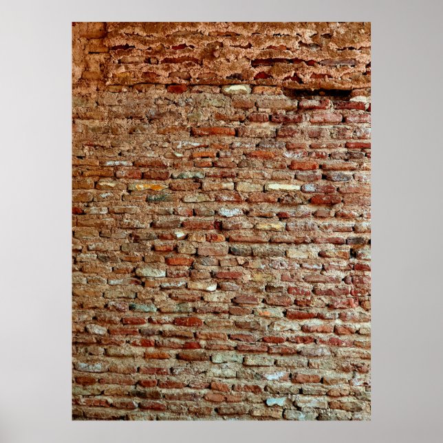 Ancient Textured Brick Wall Lal Killa indiziert Poster (Vorne)