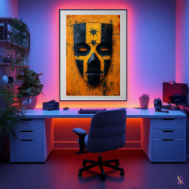 Ancient Warrior Mask - mesoamerikanischer Stammess Poster