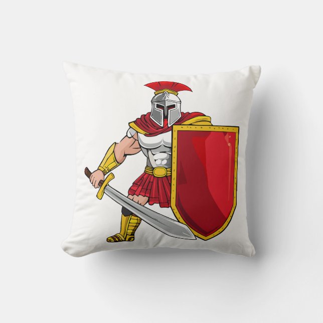 Ancient warrior with sword and shield in helmet an kissen (Vorderseite)