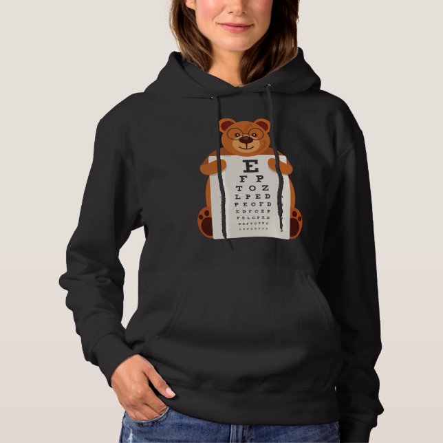 and Cute Teddy Bear with Glasses holding an Eye Ch Hoodie (Vorderseite)