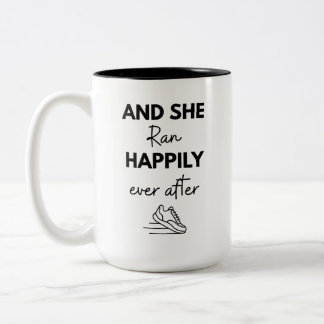And She Ran Happily Ever After Running Marathon Zweifarbige Tasse