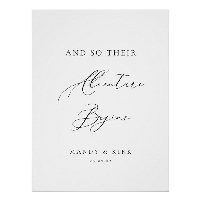 And So Their Adventure Begins Wedding Backdrop  Poster (Vorderseite)