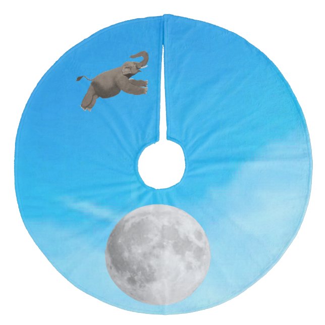 And The Elephant Jumped Over The Moon Tree Skirt Fleece Weihnachtsbaumdecke (Vorderseite)