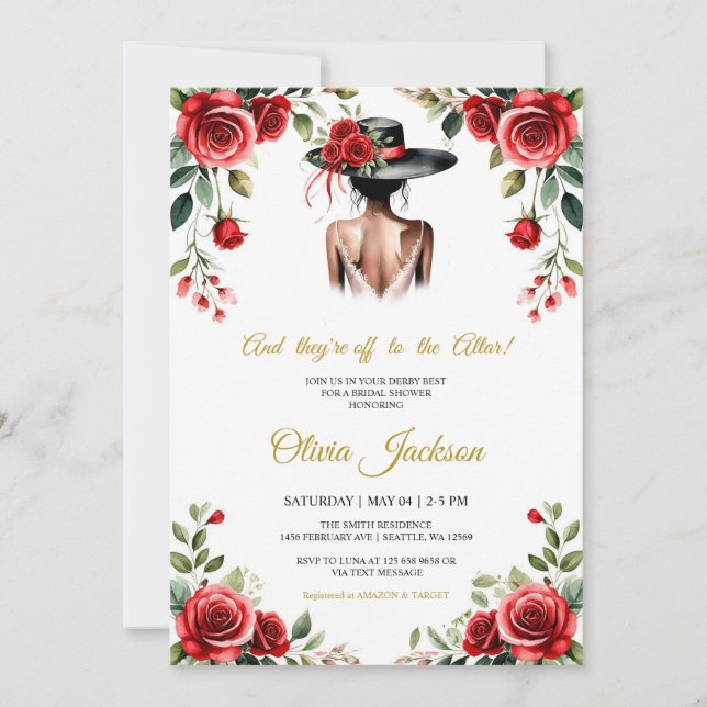 And They’re Off to the Altar! Derby Theme  Einladung (Vorderseite)