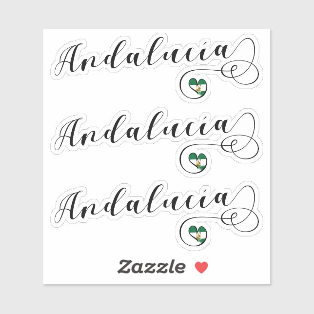 Andalucía Heart Flag Stickers, Andalusien, Spanien Aufkleber (Blatt)