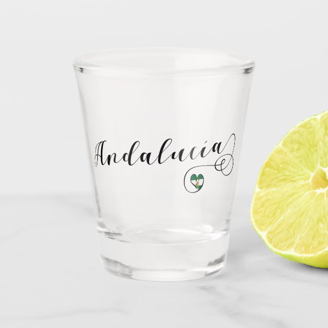 Andalucía Herz-Flagge, Andalusien, Spanien Schnapsglas (Vorderseite)