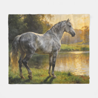 Andalusian Stallion by the Lake Fleecedecke