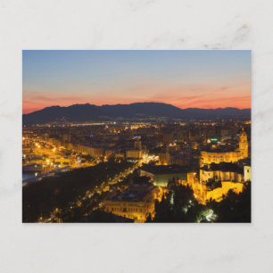 Andalusien - Malaga bei Sonnenuntergang Postkarte