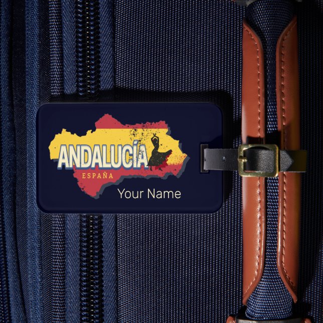 Andalusien Spanien Retro Karte Vintag Flamenco Gepäckanhänger (Vorderseite Insitu 4)