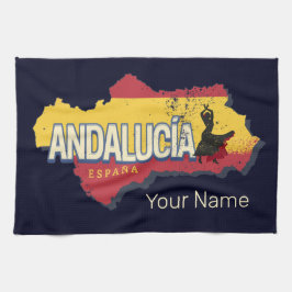 Andalusien Spanien Retro Karte Vintag Flamenco Geschirrtuch