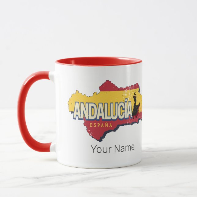 Andalusien Spanien Retro Karte Vintag Flamenco Tasse (Links)
