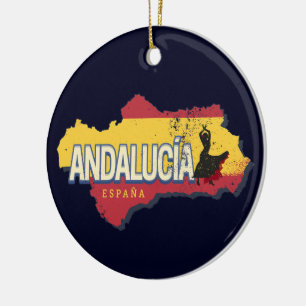 Andalusien Spanien Retro Karte Vintage Flamenco Ur Keramik Ornament