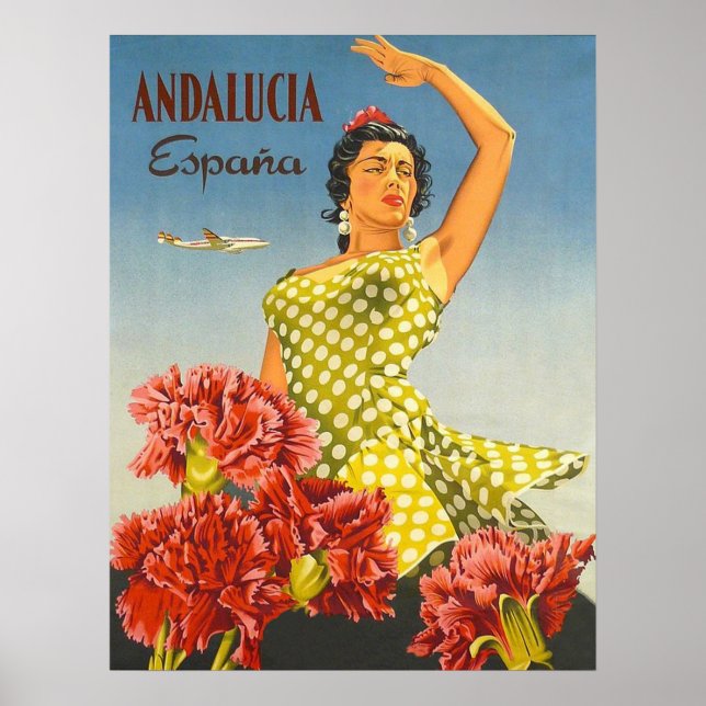 Andalusien, Spanien, traditioneller Tanz, Frau, Vi Poster (Vorne)