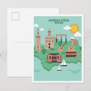 Andalusien Spanien Vintage Reise Postkarte