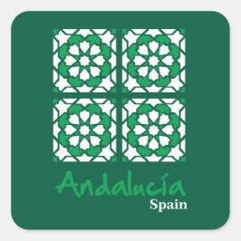 Andalusische Fliesen 2 Quadratischer Aufkleber