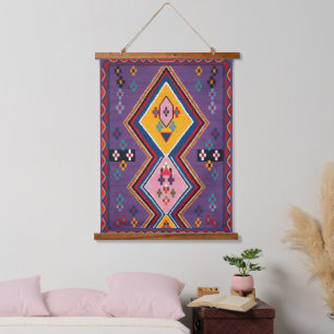 Andalusisches Erbe Geometrische Feine Kunst Wandteppich Mit Holzrahmen