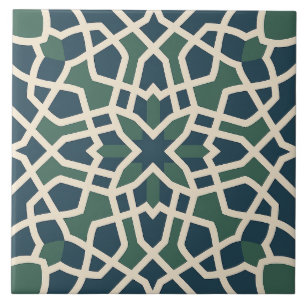 Andalusisches Labyrinth: Grün- und Blaugeometrie-F Fliese
